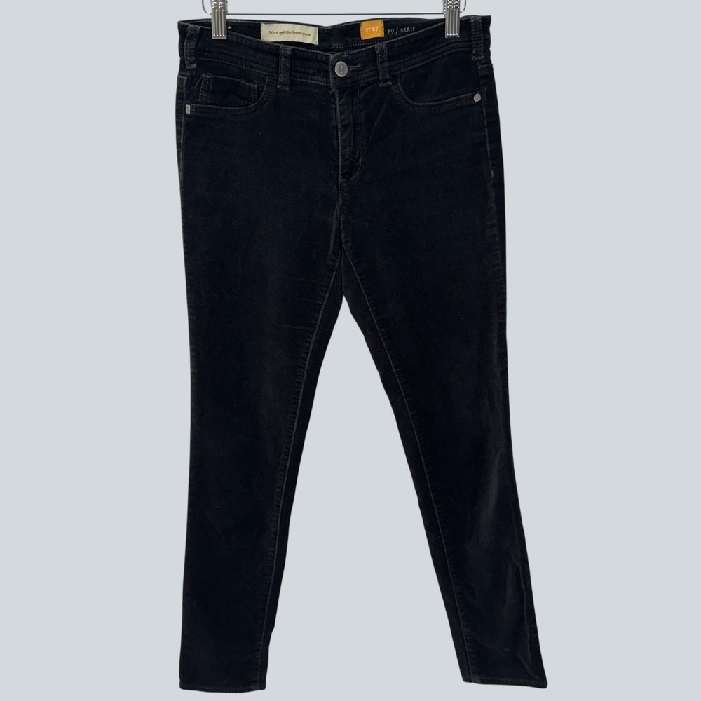 Pilcro Letterpress Womens Pant 27 Black Velour Serif Low Rise Skinny Stretch